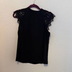 Express Black Top with Lace Shoulders